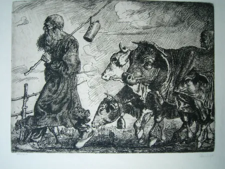 Etching Nicklas - Alter Hirte