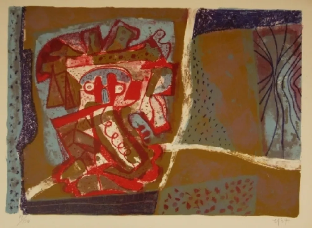 Lithograph Nieto - Tête rouge