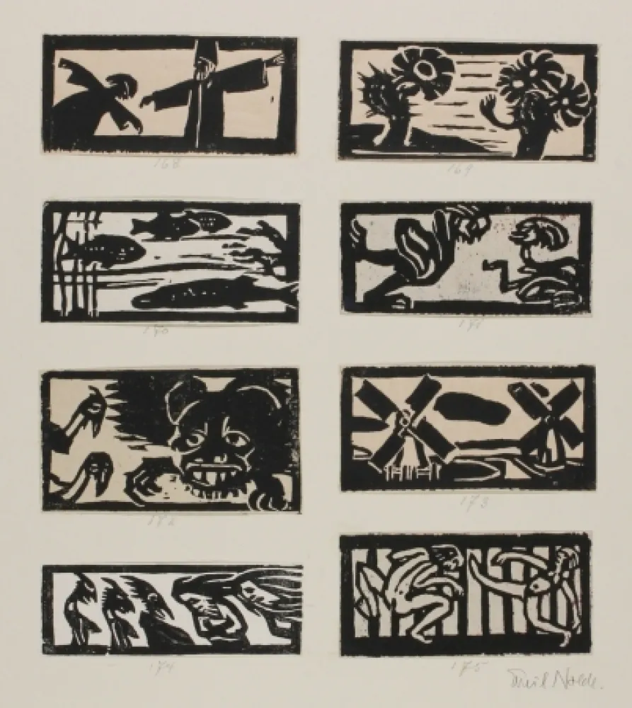 Woodcut Nolde - 8 Vignettes