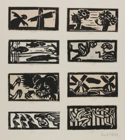 Woodcut Nolde - 8 Vignettes
