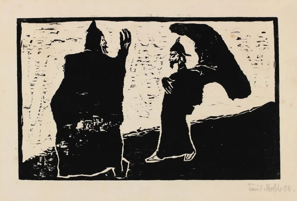 Woodcut Nolde - General und Diener (General and Servant)