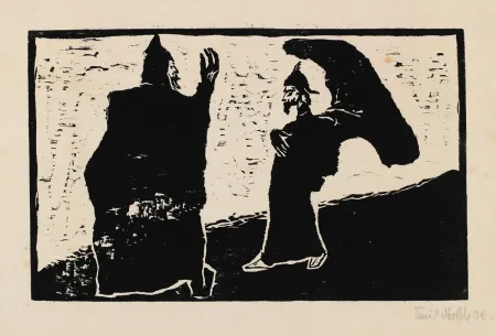 Woodcut Nolde - General und Diener (General and Servant)