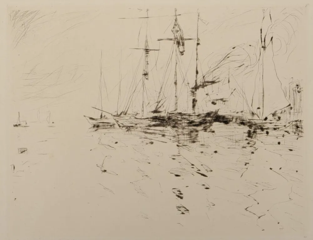 Drypoint Nolde - Schiffe im Hafen Flensburg