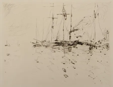 Drypoint Nolde - Schiffe im Hafen Flensburg