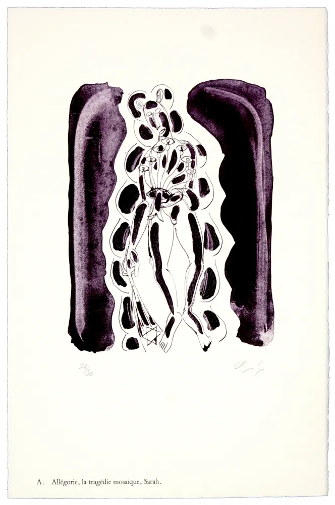 Lithograph Nørgaard - A. Allégorie, la tragédie mosaïque, Sarah