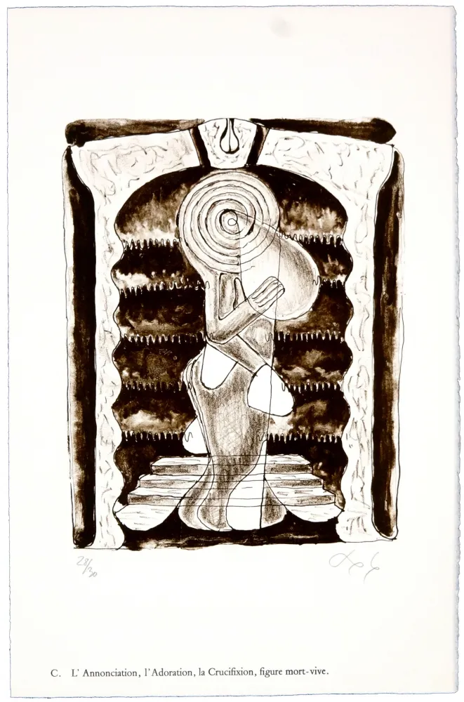 Lithograph Nørgaard - C. L'Annonciation, l'Adoration, la Crucifixion, figure mort-vive