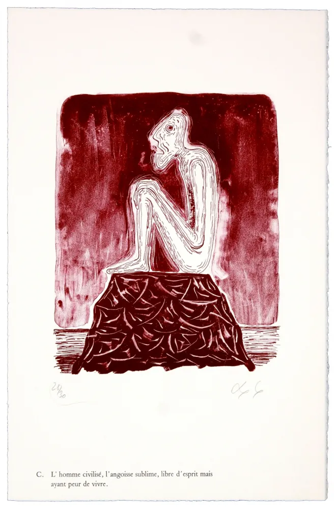 Lithograph Nørgaard - C. L'homme civilisé, l'angoisse sublime, libre d'esprit mais ayant peur de vivre