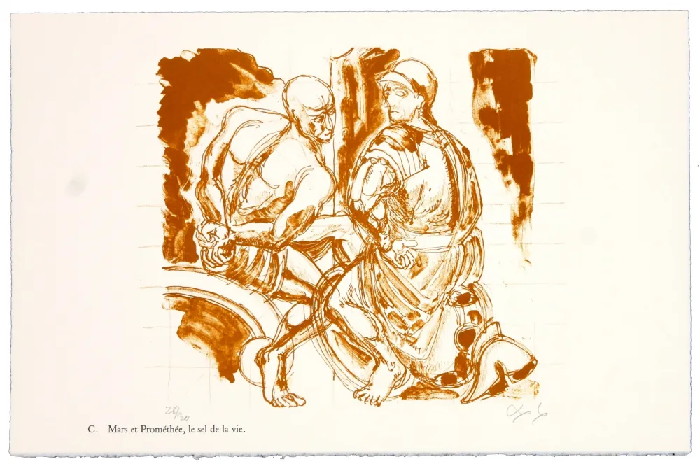 Lithograph Nørgaard - C. Mars et Prométhée.