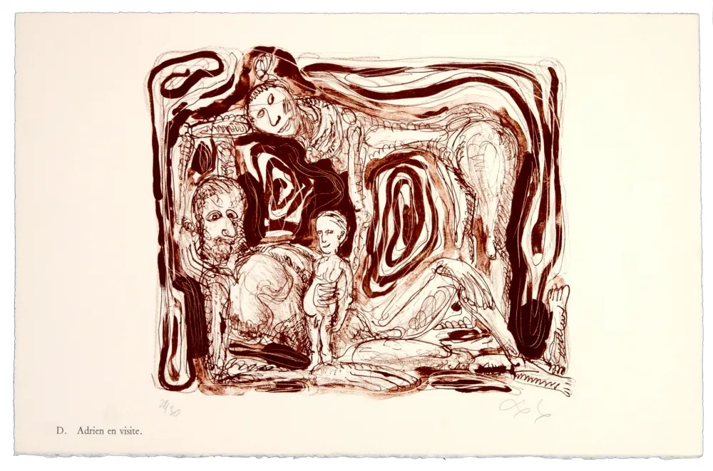 Lithograph Nørgaard - D. Adrien en visite