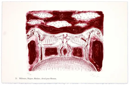 Lithograph Nørgaard - D. Helhesten, Sleipner, Rimfaxe, cheval pour Horsens