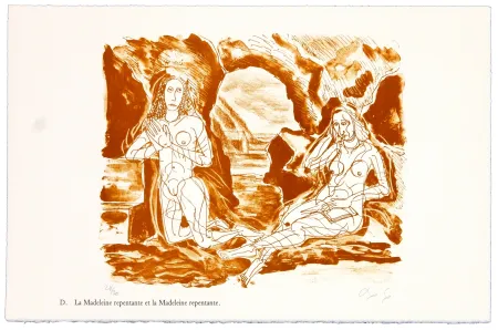 Lithograph Nørgaard - D. La Madeleine et la Madeleine repentante