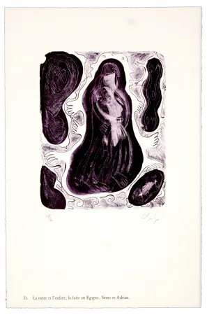 Lithograph Nørgaard - D. La mère et l'enfant, la fuite en Egypte, Sinne et Adrian