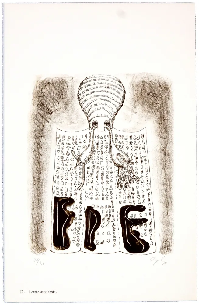 Lithograph Nørgaard - D. Lettre aux amis.