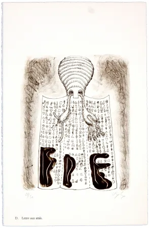 Lithograph Nørgaard - D. Lettre aux amis.