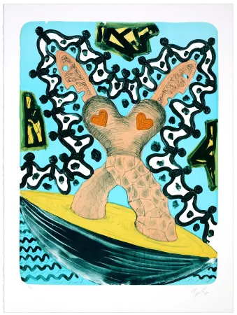 Lithograph Nørgaard - Deux coeurs réunis