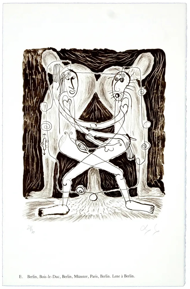 Lithograph Nørgaard - E. Berlin, Bois-le-Duc, Münster, Paris, Berlin. Lene à Berlin