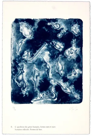 Lithograph Nørgaard - E. L'apothéose des gènes humains, formes rares et races humaines ridicules. Forme de base.