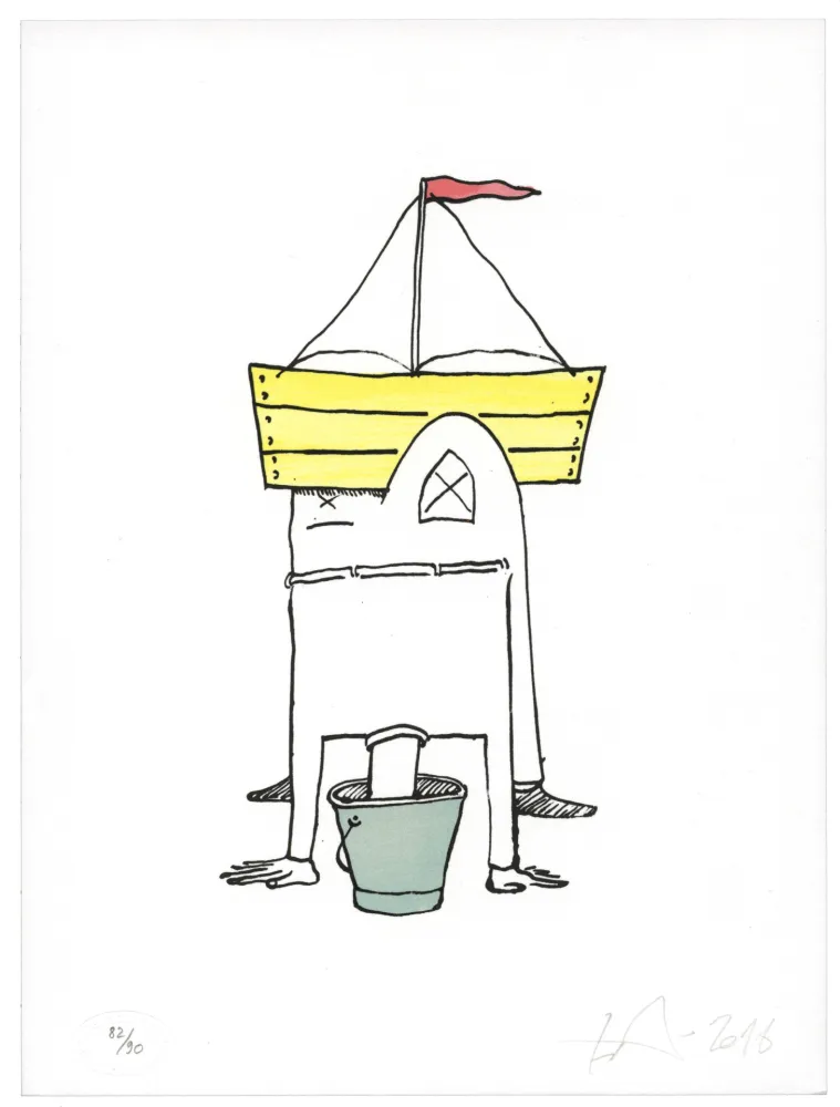 Lithograph Nørgard - Tête dans le sceau