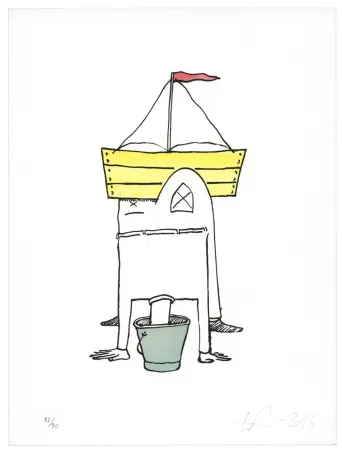 Lithograph Nørgard - Tête dans le sceau