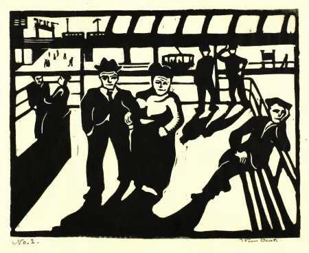 Woodcut Oepts - Street Scene