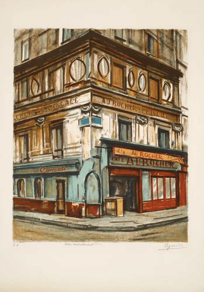 Lithograph Oguiss  - AU ROCHER DE CANCALE (1982)