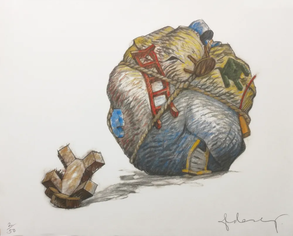 Screenprint Oldenburg - HOUSEBALL WITH FALLEN TOY BEAR