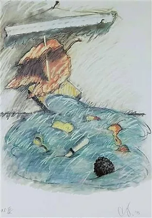 Lithograph Oldenburg - Leaf Boat-Storm In The Studio