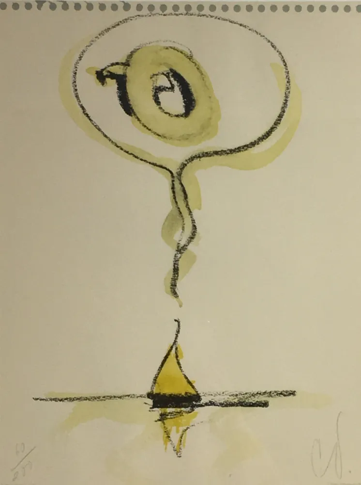 Lithograph Oldenburg - Sailboat Thinking of Q