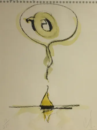 Lithograph Oldenburg - Sailboat Thinking of Q