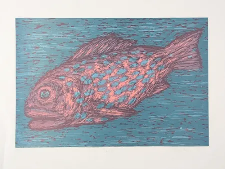 Woodcut Olsen - Barsch / Perch
