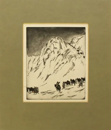 Etching And Aquatint Orlik - Austrian Munitions Column on Serbian Border