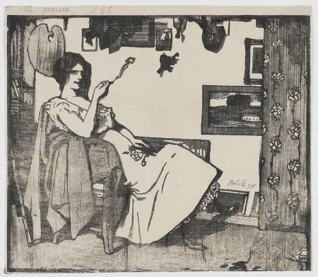 Woodcut Orlik - Im Atelier