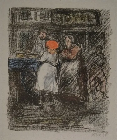 Lithograph Orlik - Muschelverkäufer