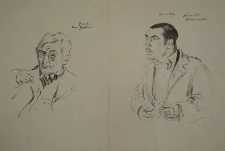 Lithograph Orlik - Schauspielerbildnisse 