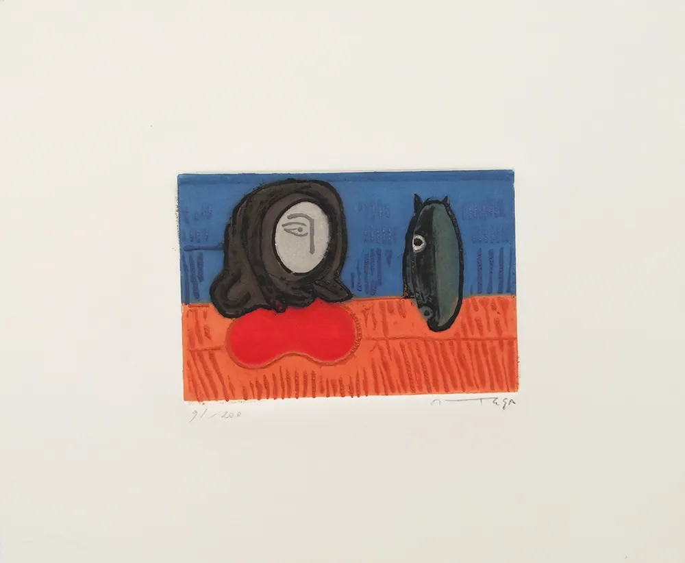 Engraving Ortega - Figura con cavallo