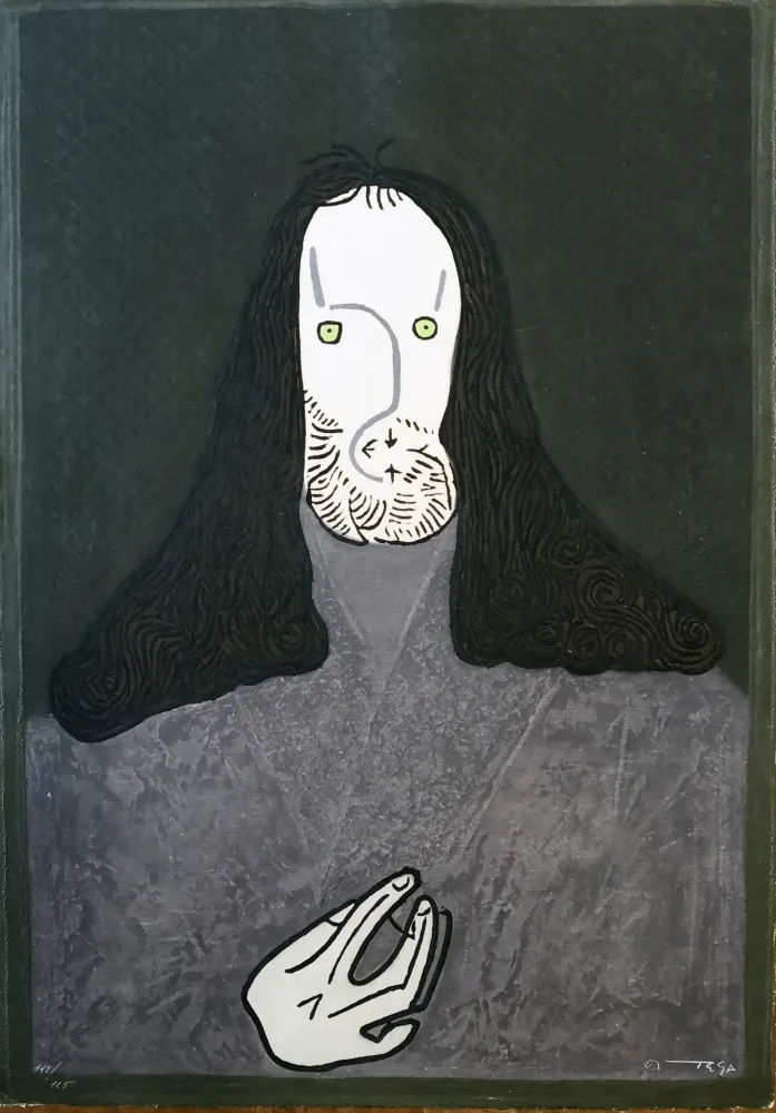 Engraving Ortega - Ritratto mistico di monaco