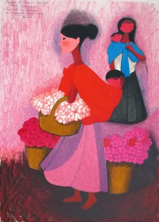 Lithograph Osorio  - Camino al mercado