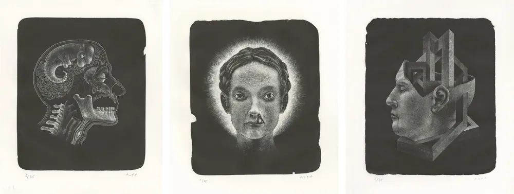 Lithograph Ott - Die Heilige (La sainte) - Triptyque