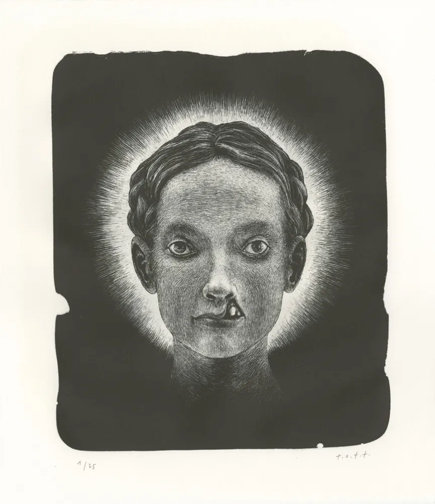 Lithograph Ott - Die Heilige (La sainte) - Triptyque