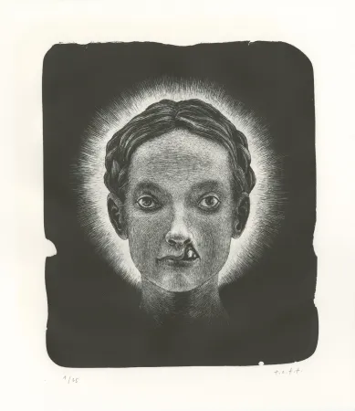 Lithograph Ott - Die Heilige (La sainte) - Triptyque