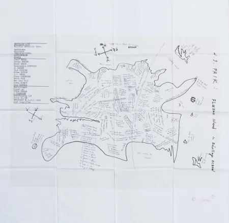 Screenprint Paik - FLUXUS ISLAND IN DECOLLAGE OCEAN