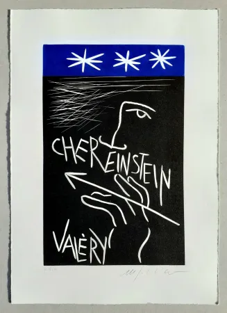 Linocut Paladino - Cher monsieur Einstein
