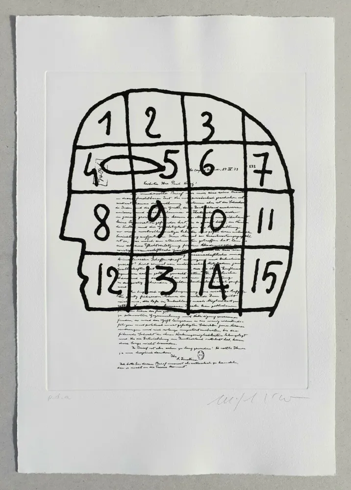 Linocut Paladino - Cher monsieur Einstein (tav. 3)