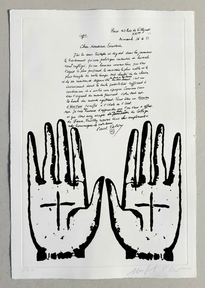 Linocut Paladino - Cher monsieur Einstein (tav. 4)