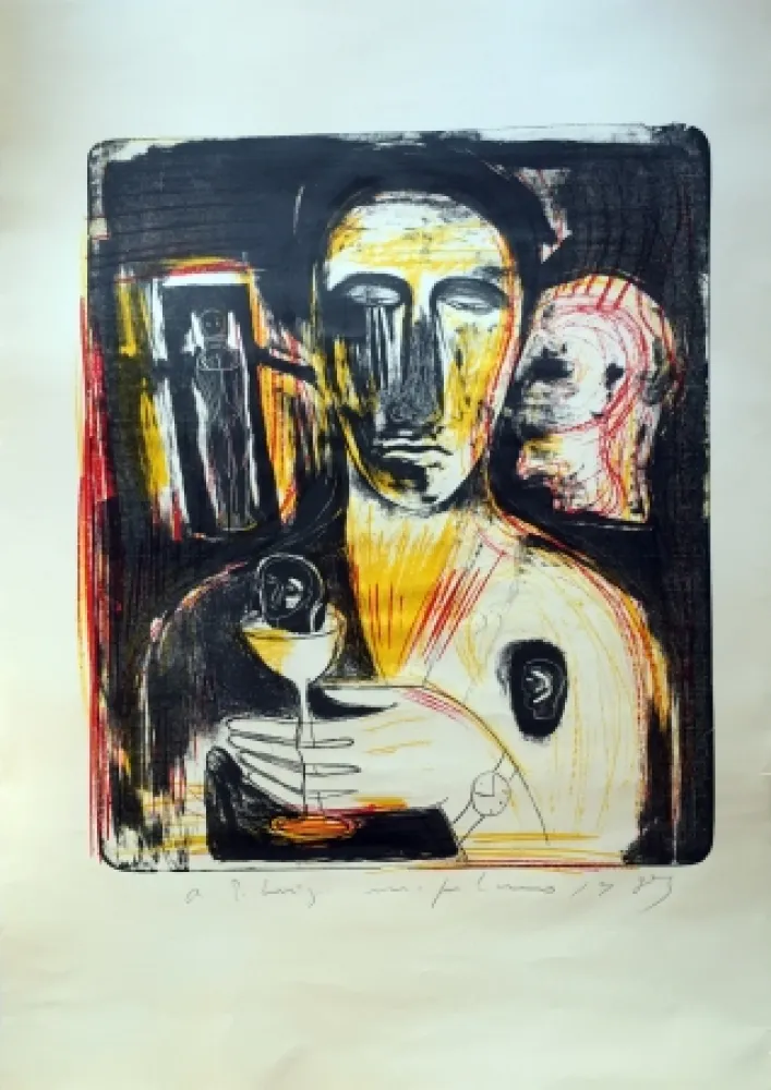 Lithograph Paladino - Come in uno specchio