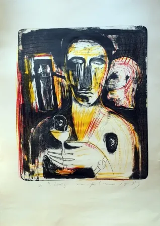 Lithograph Paladino - Come in uno specchio