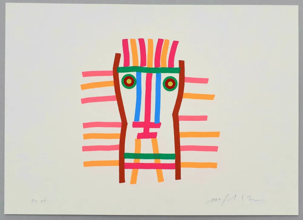 Screenprint Paladino - I volti, Uno