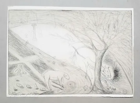 Etching Paladino - Il lupo e l'agnello