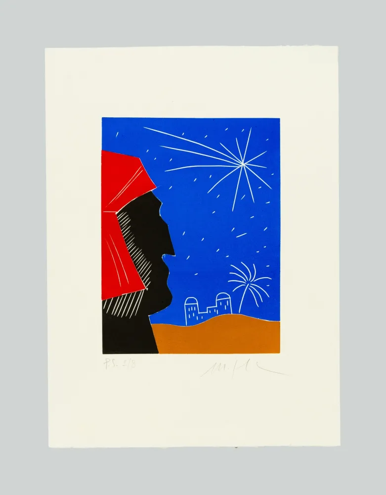 Linocut Paladino - La Divina Cometa