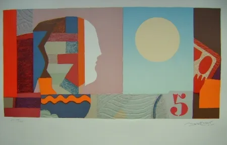 Lithograph Papart - Noia a la luna